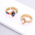 Shangjie Oem Anillo stilvolle Mode Kupferfarbe Diamantring Indianer Goldplattendring Trendy Hip Hop Zirkon Frauen Ring Ring